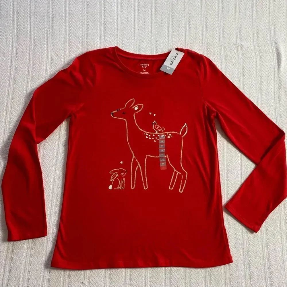 CARTER’S KID Girls Size 14 Red Christmas Top